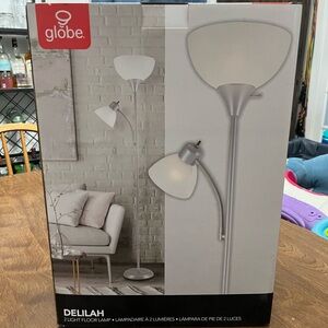 Globe White Dual-Light Floor Lamp Modern Design